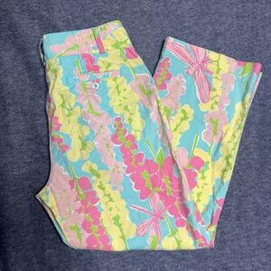 Vintage Lilly Pulitzer Dragonfly Snappy‎ Dragon. Floral Pants. Cropped Read